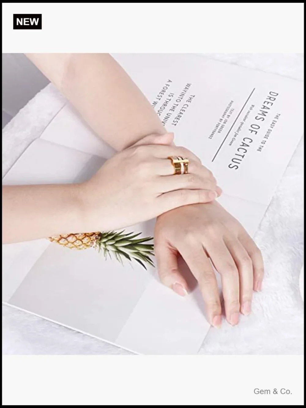 Stainless Steel Spinner Roman Numeral Stacking Ring 3 in 1 CZ
